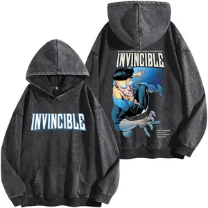 Invincible War 2 Mark Grayson Sides Washed Hoodie, Comics T-Shirt, TV Show Comics Washed T-shirt Heavyweight Cotton, Unisex Shirt Streetwear graphic tshirt Top Menswear Man