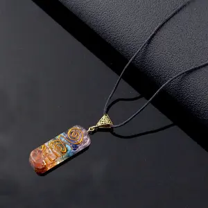 Seven Chakra Energy Pendant Necklace – Natural Stone Crystal Resin for Healing & Balance