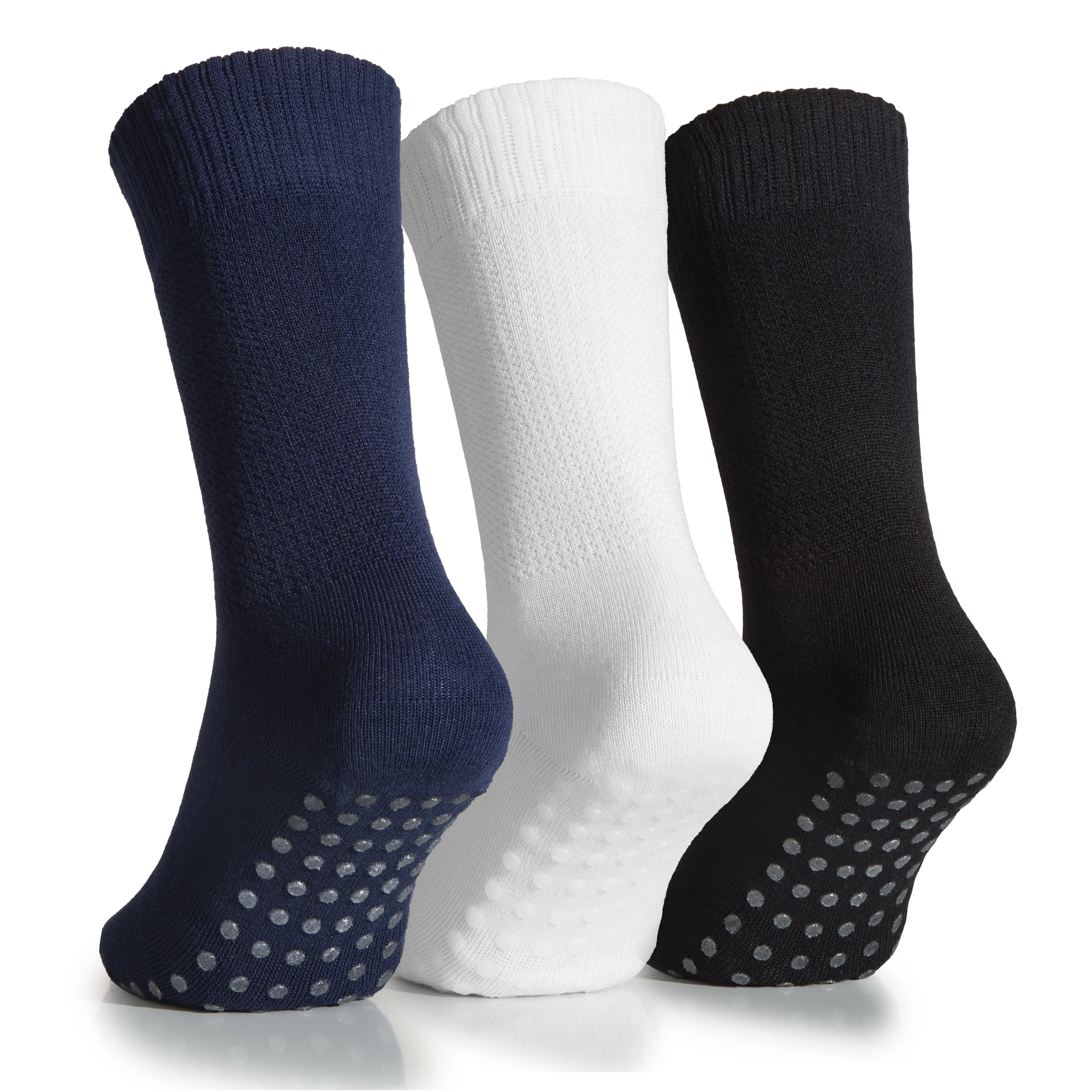 Hugh Ugoli Women's Bamboo Lightweight Diabetic Ankle Socks with Non Slip Grip and Seamless Toe 3 Pairs