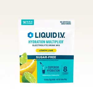Liquid I.V. Sugar-Free Hydration Multiplier - Lemon Lime - Hydration Powder Packets | Electrolyte Powder Drink Mix | Convenient Single-Serving Sticks | 8 Vitamins & Nutrients | 1 Pack (14 Servings)