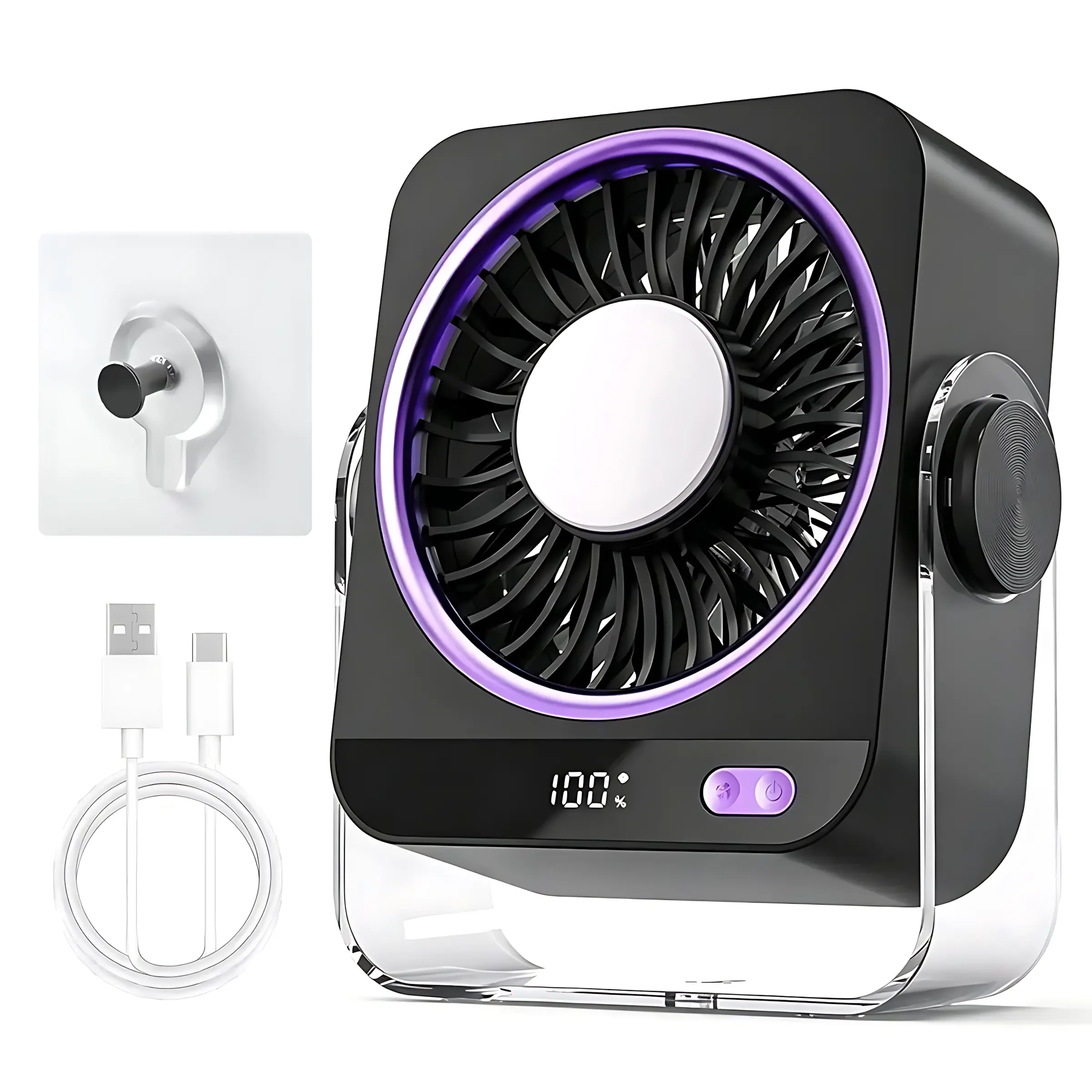 199-Speed Turbo Desk Fan – 5000mAh USB Rechargeable Portable Cooling Fan with 9000RPM Powerful Airflow, Smart LED Display, Ultra Quiet Operation & 130° Adjustable Tilt for Bedroom, Office, Travel, Camping & Desktop Use