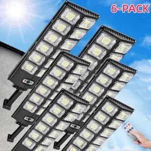 6-Pack Solar Street Lights 13000LM 6500K Waterproof LED Flood Lights with Motion Sensor Dusk to Dawn for Parking Lot Yard Driveway Security