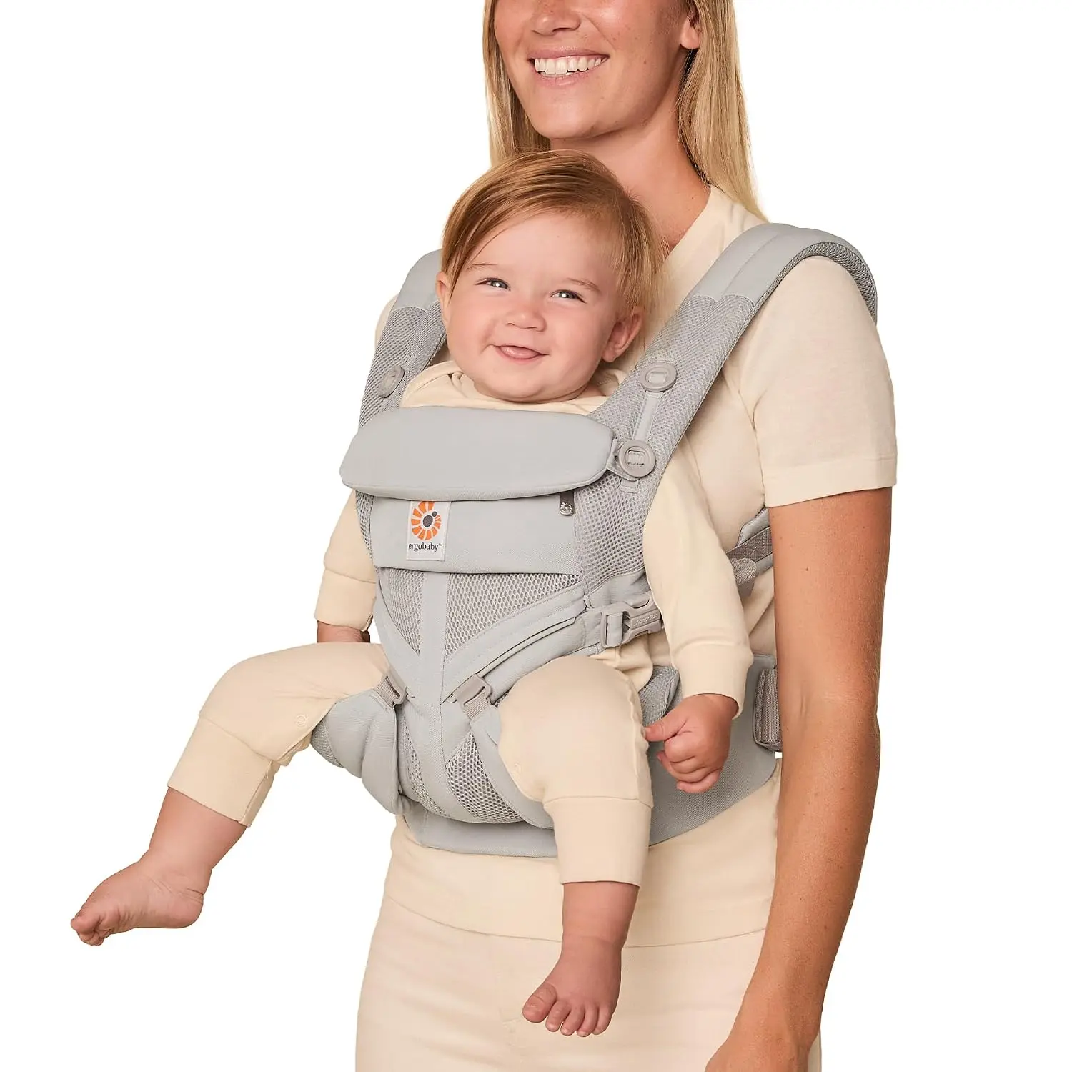 Ergobaby Omni Classic Baby Carrier for Newborn to Toddlers 0-48 Months | 4-Position Breathable Mesh Baby Carrier with Ergonomic Support, Fits 7-45 lbs, Pearl Grey