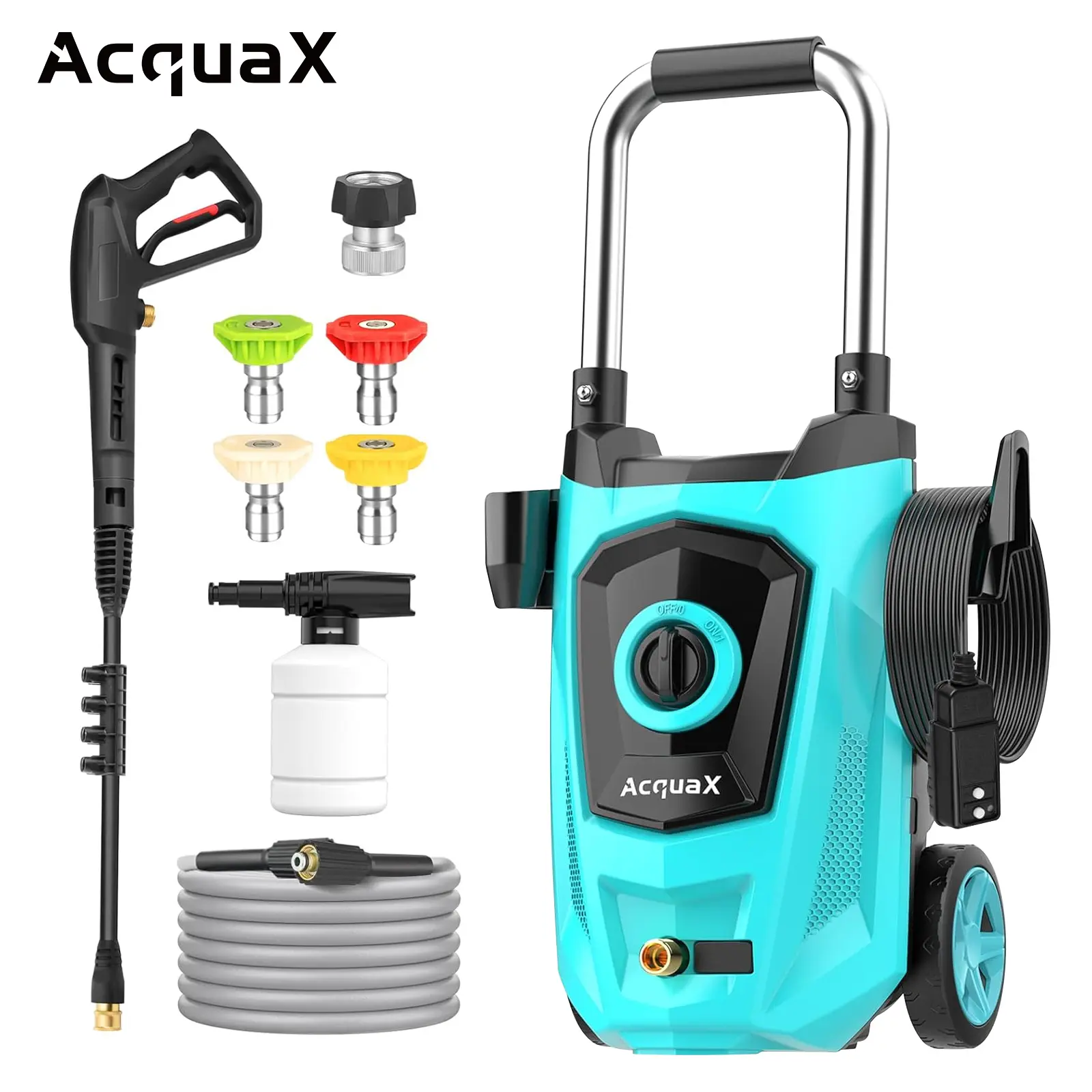 AcquaX C403 PLUS-1800A Electric high-pressure cleaning machine - 2300 PSI 1.8 GPM electric cleaning machine, equipped with 4 different pressure nozzles, high-pressure cleaning machine with foam cannon, suitable for cars/patios/driveways.（ X-402220）