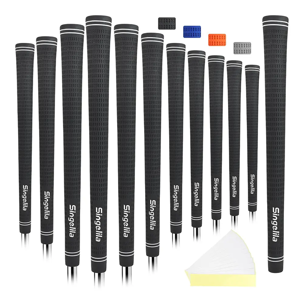 Singelila 13-Piece Hybrid Golf Grips, All-Weather Textured Cotton & Rubber Cord for Superior Traction and Shock Absorption, Standard .600 Core for Adults, Golf Equipment, Shock Absorb, Unisex Adult, .600 Round, Moisture-Wicking, Golf Gear, Essential Golf