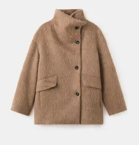 MANGO Women's Wool-blend funnel-neck coat