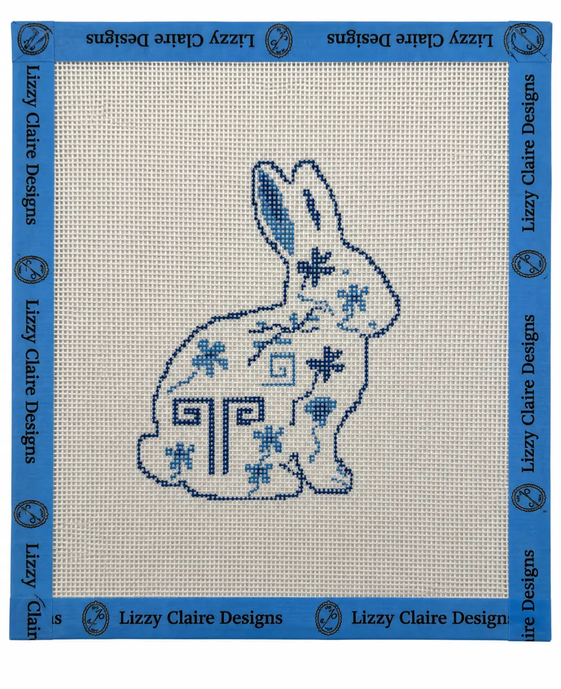 Blue and White Chinoiserie Easter Bunny - 18 mesh - 8 x 8 - Needlepoint Canvas