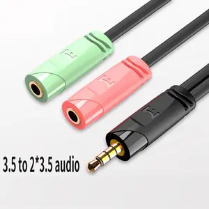 3.5mm AUX Audio Earphone Splitter, 1 Male to 2 Female Gold-Plated Headset Connector Cable, Portable Stereo Audio Accessory for Electronic Devices, Secure Plug for Speaker & Headset Accessories