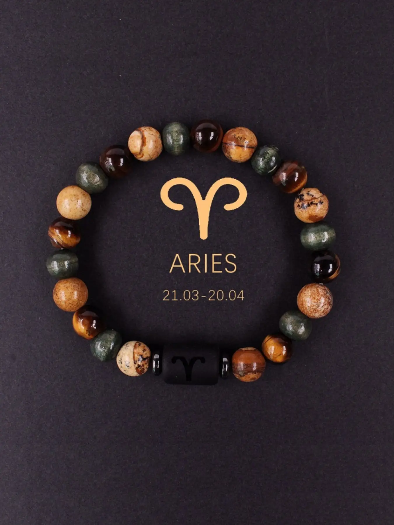 Aries Tiger Eye Stone Handmade Beaded Bracelet, Elastic Bangle, Zodiac Sign Jewelry, Unique Gift Idea, Fashion Accessory for All Seasons, Stackable Bracelets