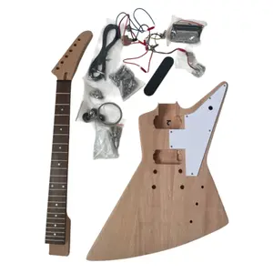DIY Haze DKE 1958 Explorer Electric Guitar Kits 22Fret Mahogany Body HH Pickups