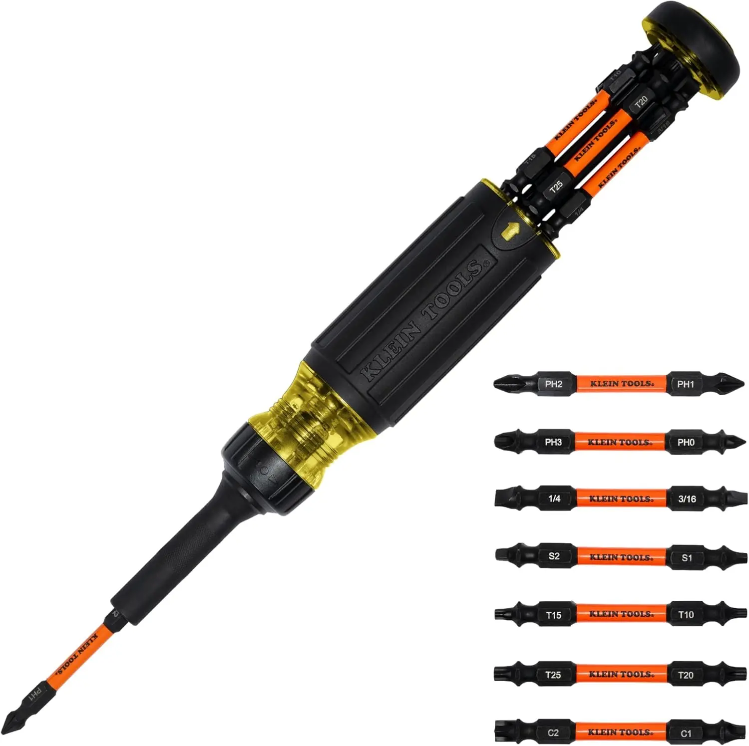 32315HD 15in1 MultiBit Ratcheting Screwdriver, ImpactRated, 7 DoubleEnded ProFlex Torsion one Tips, 1/4Inch Nut Driver, 8Piece