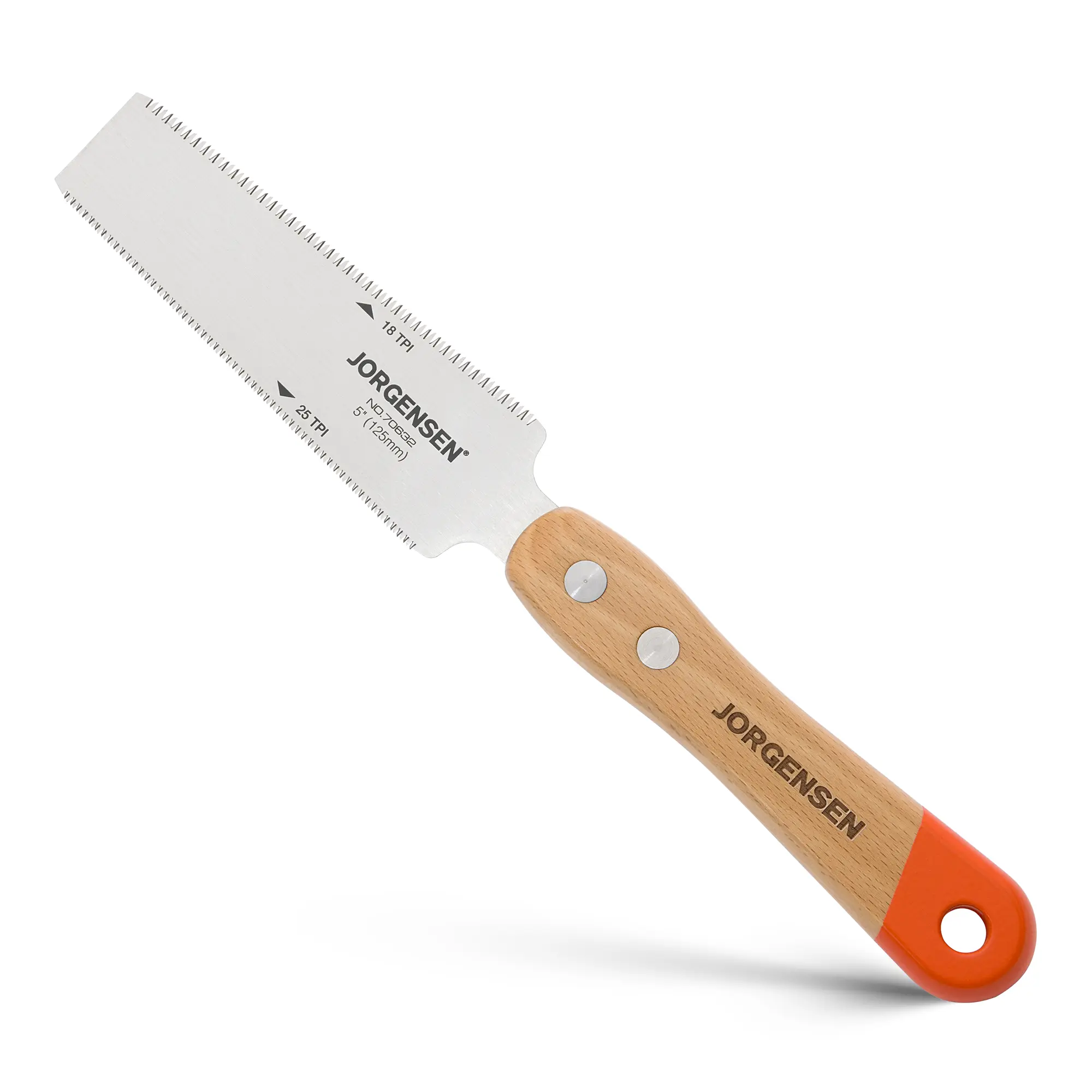 #summersale JORGENSEN Japanese Flush Cut Saw, 5 Inch Beech Handle Pull Saw, SK5 Flexible Double Edge Blade, 18/25 TPI Japanese Handsaw for Hardwood & Softwood Woodworking, Cutting, Trim Flush