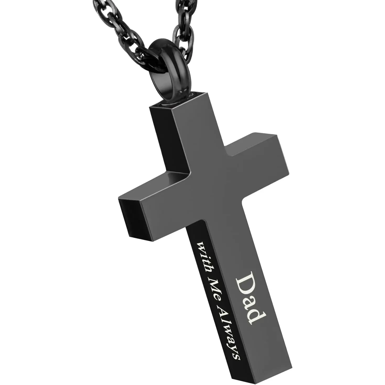 Cremation Cross Necklace for Ashes Stainless Steel Cross Urn Pendant Ashes Holder Memorial Jewelry-With Me Always