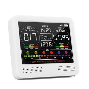 Air Quality Monitor Indoor, 16 in 1 PM1/PM2.5/PM10/CO2/HCHO/TVOC/AQI/Temp/Humidity/Time, Air Quality Meter, with Beep Alarm, Accurate Air Quality Tester for Home, Office