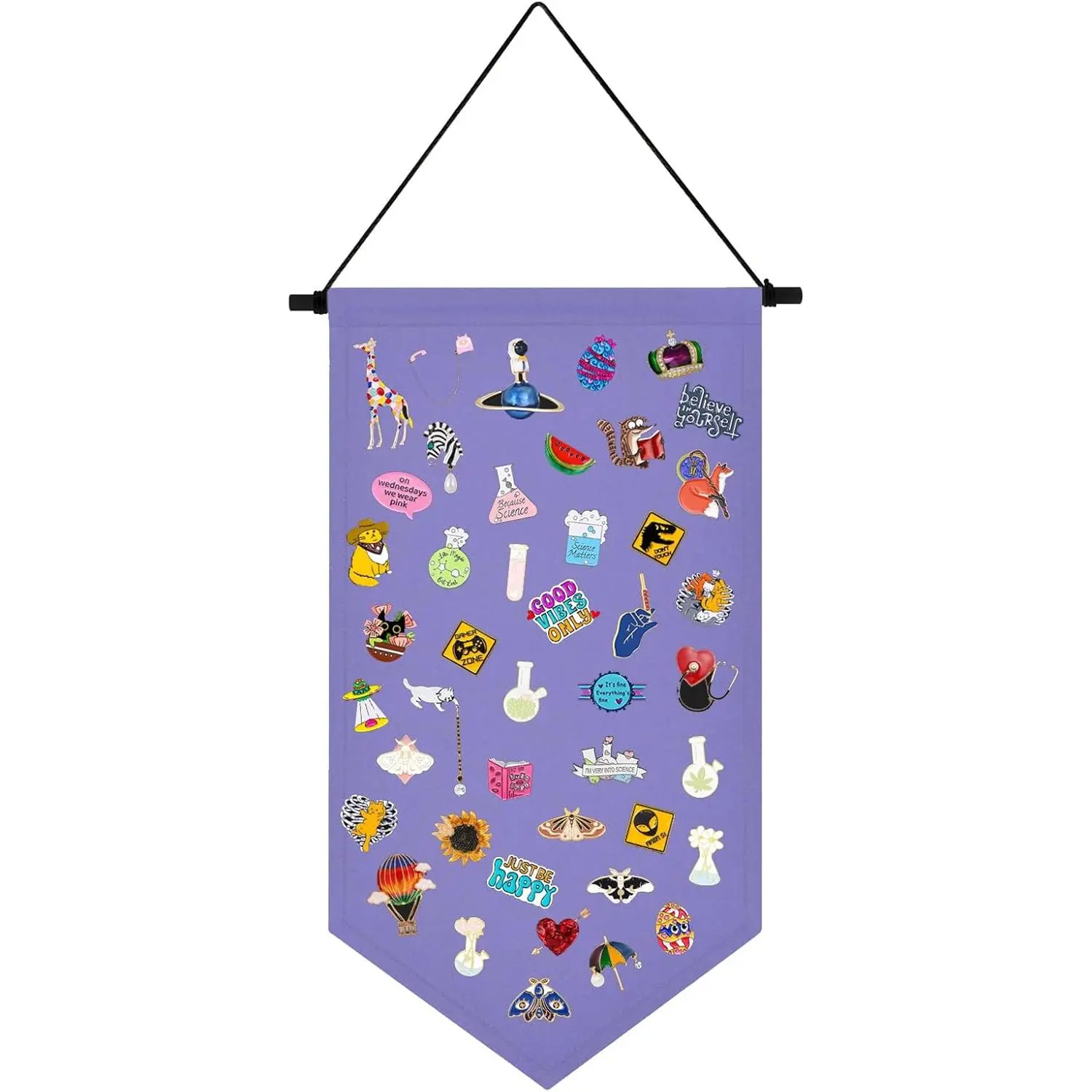 Wall Hanging Brooch Organizer Storage Case Colorful Canvas Pin Board Stand Enamel Pin Badge Hanging Holder Display Banner Earrings Collection Holder - Pins No Included (Purple)
