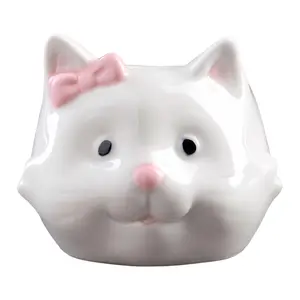 Cat Ceramic Succulent Pot Cartoon Bonsai Pot Decorative Small Plant Holder Multi-Function Flower Planter Pot with Drain Hole for Micro Landscape