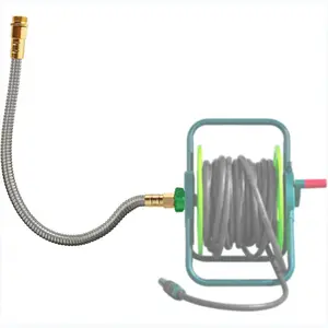 2FT Short Garden Hose 3/4" with Female to Male Metal Connector,Flexible Leader Hose for Hose Reel,Heavy Duty 304 Stainless Steel Connector Hose 2 Feet