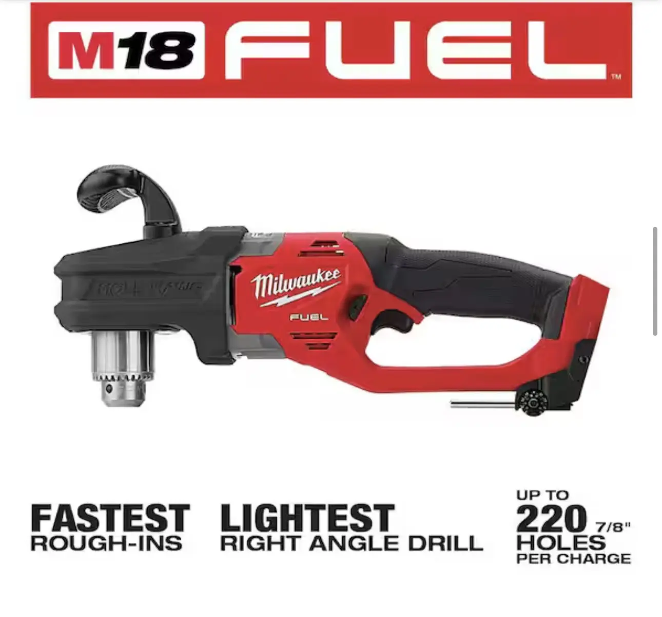 Milwaukee M18 FUEL GEN II 18V Lithium-Ion Brushless Cordless 1/2 in. Hole Hawg Right Angle Drill (Tool-Only)