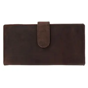 CTM Vintage Leather RFID Checkbook Cover Wallet with Snap Closure