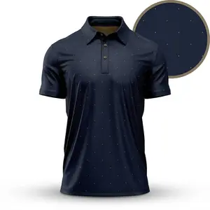 Bogey Bros Men’s Classic Navy Golf Polo Shirt Breathable Performance Minimal Pattern Premium Casual Wear