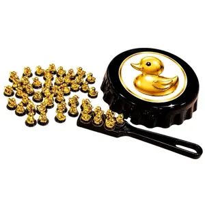 Bingo Set with 50 Gold Color Duckies Filler Bingo Chips, Magnetic Wand, Holding Container, Tabletop Game poker size