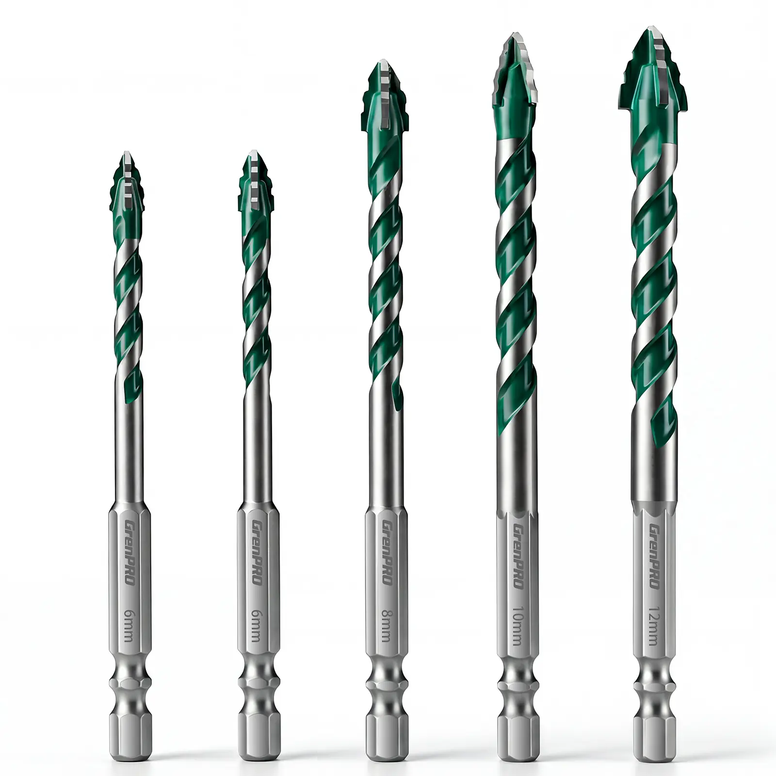 Greener Forest 2nd-Gen 4-Blade Serrated Eccentric Drill Bit - 10mm, 93HRC Hard Alloy Tip, Double R-Groove Hex Shank, High Hardness, Direct Dry Drilling, 8-Second Drilling, 420+ Holes Capacity, Penetrates Thick Tiles/Glass, for Ceramic, Concrete