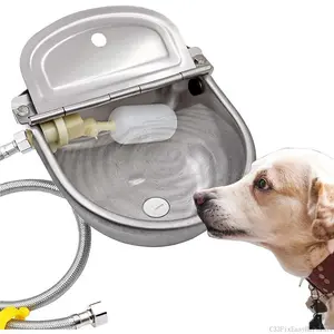 Automatic Dog Water Bowl Dispenser Large Size Pet Waterer Feeder Stainless-Steel Water Trough for Poultry and Small LivestockC33FixEasyHardware