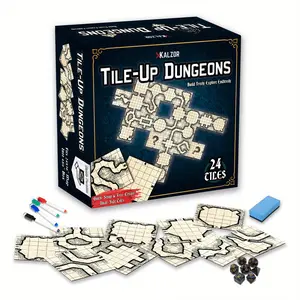 XKALZOR DND Tile-Up Dungeon - 24 Card Tiles for 3D DND Dungeon Building - Modular KALOSU The Tile-Up Dungeon - 24 Card Tiles for 3D DND Dungeon Building - Modular Terrain Accessories Tabletop RPG Scenery - for Dungeons Dragons Pathfinder Castles