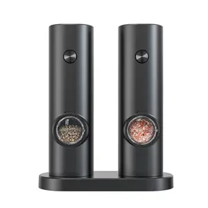 Electric Salt And Pepper Grinder Set, Dual Bucket Design, USB Rechargeable, Adjustable Coarseness, LED Light, Essential Kitchen Tool, Kitchen Gadgets, Kitchenware