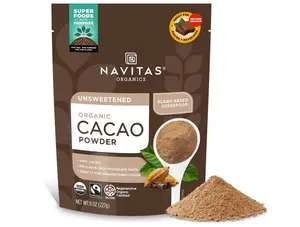 Navitas Organics Cacao Powder - Cocoa Powder Substitute 1:1, For Hot Chocolate, Baking & More - Regenerative Organic Certified, Non GMO, Fairtrade, Gluten Free, Non-alkalized (8oz. Bag, 38 Servings)