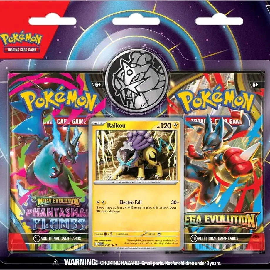 Pokémon Raikou two blister pack with Pokémon coin