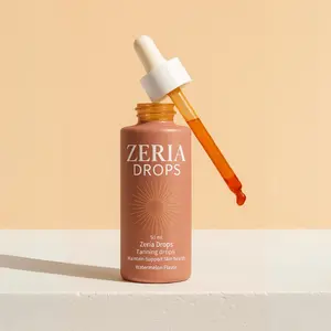 Zeria Sunless Tanning Drops - Drink Your Tan - Drinkable Melanin Booster with L-Tyrosine & Beta-Carotene - Natural Sun-Kissed Glow - Supports Skin Health & Hydration - 30-Day Supply