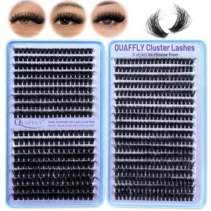 60+80+100P KIT, 666PCS D-Curl Voluminous Volumelashes Eyelash Extension KIT Cluster Eyelash Extension KIT, 10-18 mm Individual DIY Volume Eyelashes Cluster Eyelash Extension KIT, includes Lash Bond and Seal Remover,Tweezers / B: 60+80+100P