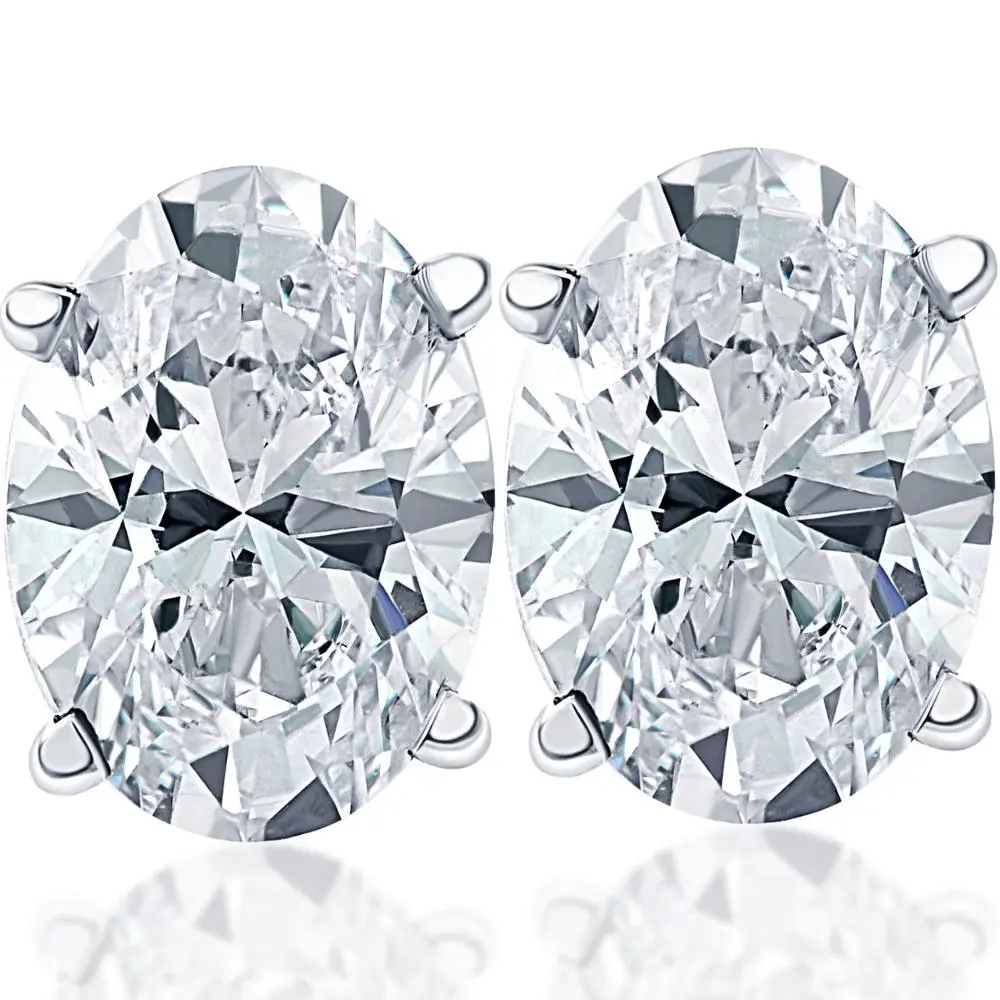 2 Ct Lab Grown Oval Diamond Studs 14k White Gold Earrings 2 Ct Lab Grown Oval Diamond Studs 14k White Gold Earrings