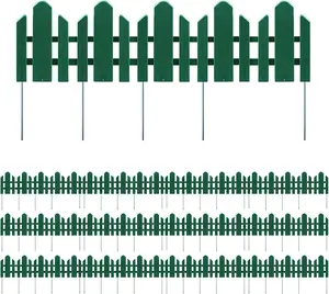 Sunnyglade 12 Pack Garden Edging Decorative Border Recycled Plastic Landscape Garden Fence Flexible No-Dig Spikes,Dark Green