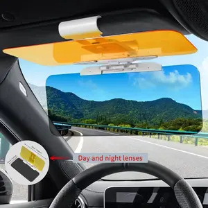 2-In-1  Gray and Yellow HD Visor Day/Night Anti Glare Visor Clip On Vision Car Vehicle Glasses Shade Universal Accessories Windshield sun shade