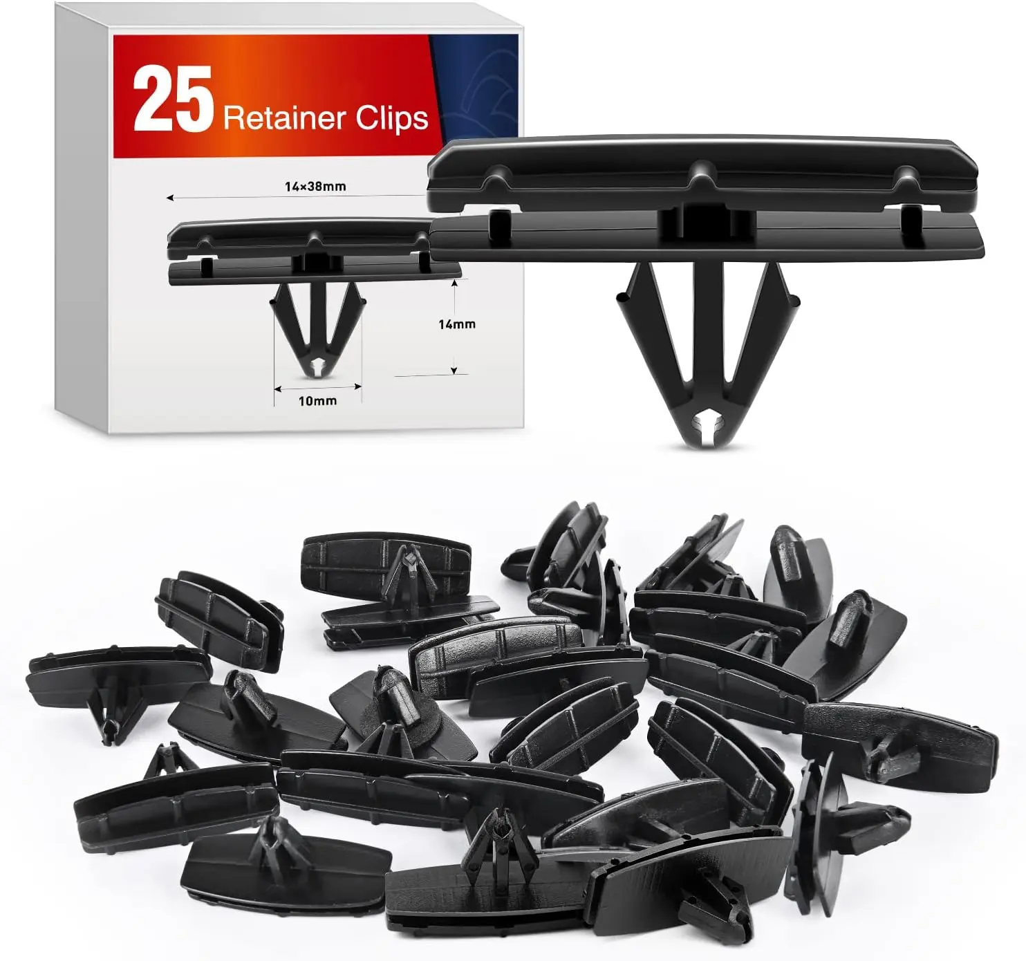Nilight 25PCS Nylon Automotive Clip-On Retainer Clips (14x38mm) - Easy to Fasten, Secure Hold, Removable, Reusable for Chrysler 55157055-AA, 68039280-AA, Wrangler Liberty Wheel Fender, Fender Flare Moulding, Rocker Panel, 2-Year Warranty