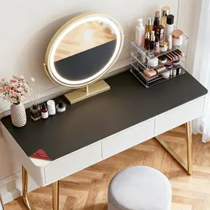 LovePads Makeup Mat for Vanity, 17 x 28 Dual-Sided Desk Pad & Vanity Cover Top, Waterproof PVC Protector Mat for Dresser, Nail Art, Craft Table (Black+Red)