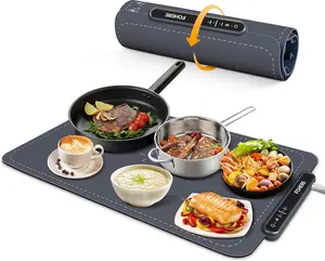 FOHERE Warming Mat for Food Full Surface Heating with 3 Modes, Electric Warming Tray Keeping Food Warm or Thawing for Parties Buffets Gatherings Holidays Daily Use, Versatile, Rollable, Dark Blue