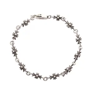Pre-owned Chrome Hearts Sterling Silver 925 (Ag925) Small Leather Goods Tiny E CH Plus Silver Bracelet