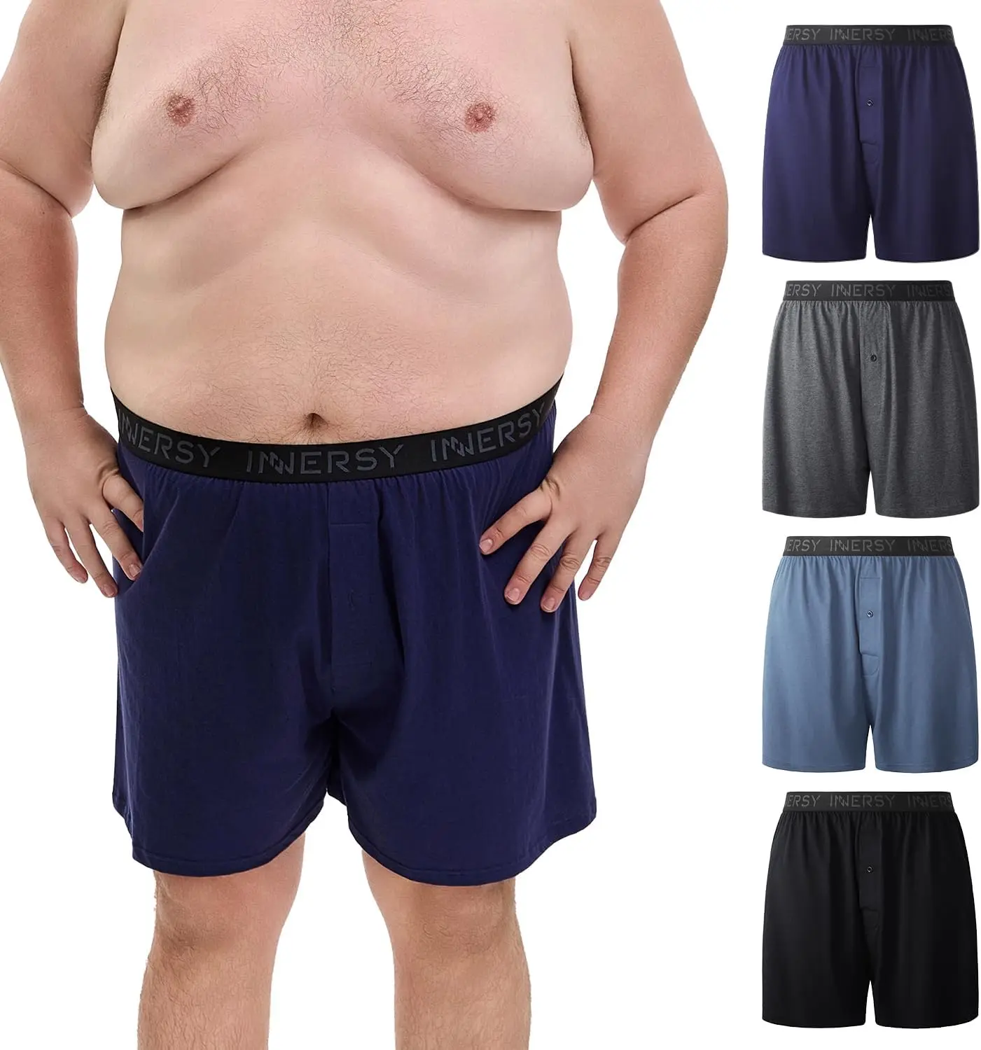 Big and Tall Cotton Boxers for Men Moisture Wicking Loose Fit Underwear 4-Pack(Gift)