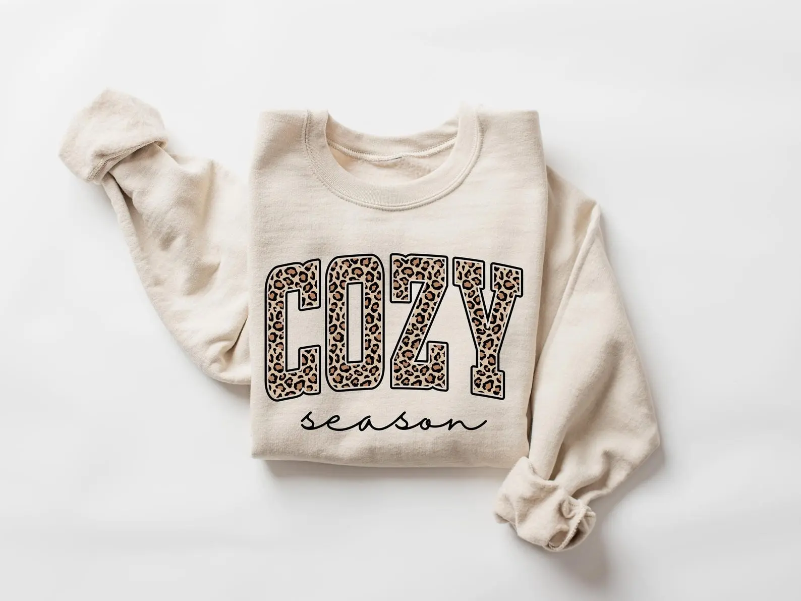 Leopard Cozy Season Sweatshirt, Cozy Season Long Sleeve, Autumn Gift, Fall Hoode, Autumn Shirt, Holiday gift, Season tShirt, Fall Autumn