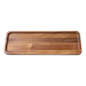 Rectangular Acacia Wood Tray, Ideal for Breakfast, Kitchen, Restaurant, Outdoor Use, Perfect for Fruits, Desserts, Coffee, Snacks, Bread, Wooden Serving Tray
