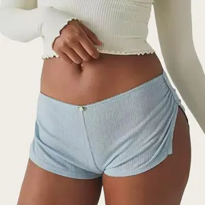 Y2kSexyMicroShortsforWomenLowWaistSideSlitBoyShortsSlimPajamasShortsLoungePjBottomsCuteWomenswearUnderwearComfortMinimalist