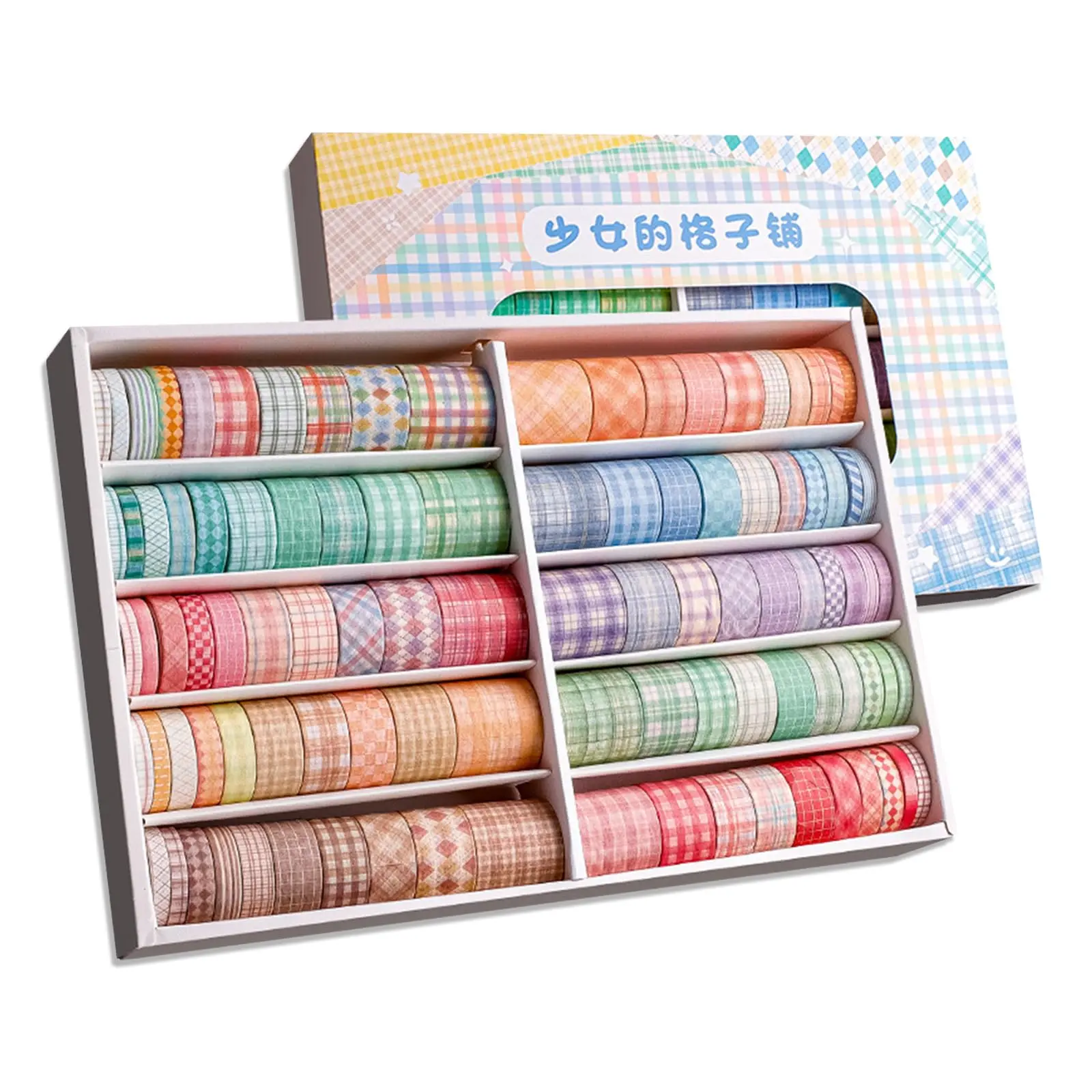 Lattice Washi Tape Set, 100 Rolls Masking Tape, 5/8/10/15/20/30mm Wide 6.56ft Long/Roll Aesthetic Decorative Tape, Scrapbooking Bullet Journal Supplies, Gifts for Girls Boys