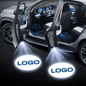 2pcs Car Welcome Light, Logo Light, Wireless Carbon Fiber Pattern, Infrared Door Sensor Projection, Stylish Lighting Feature