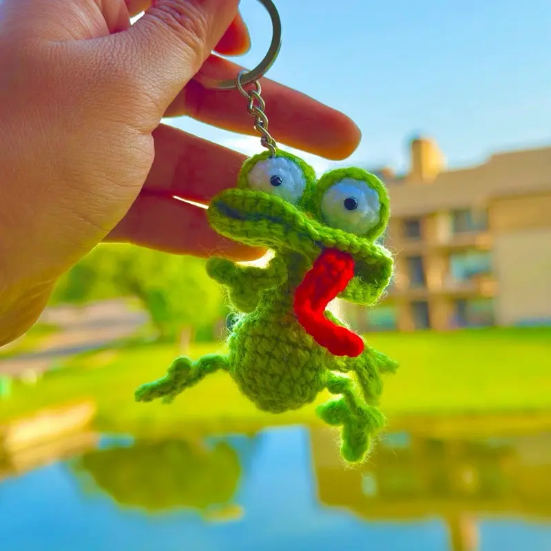 Silly Frog Crochet Keychain