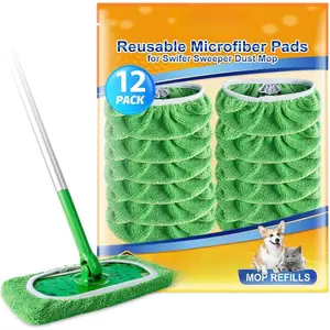 Reusable Green Microfiber Pads for All 10 Inches Flat Mop (mop is not include)