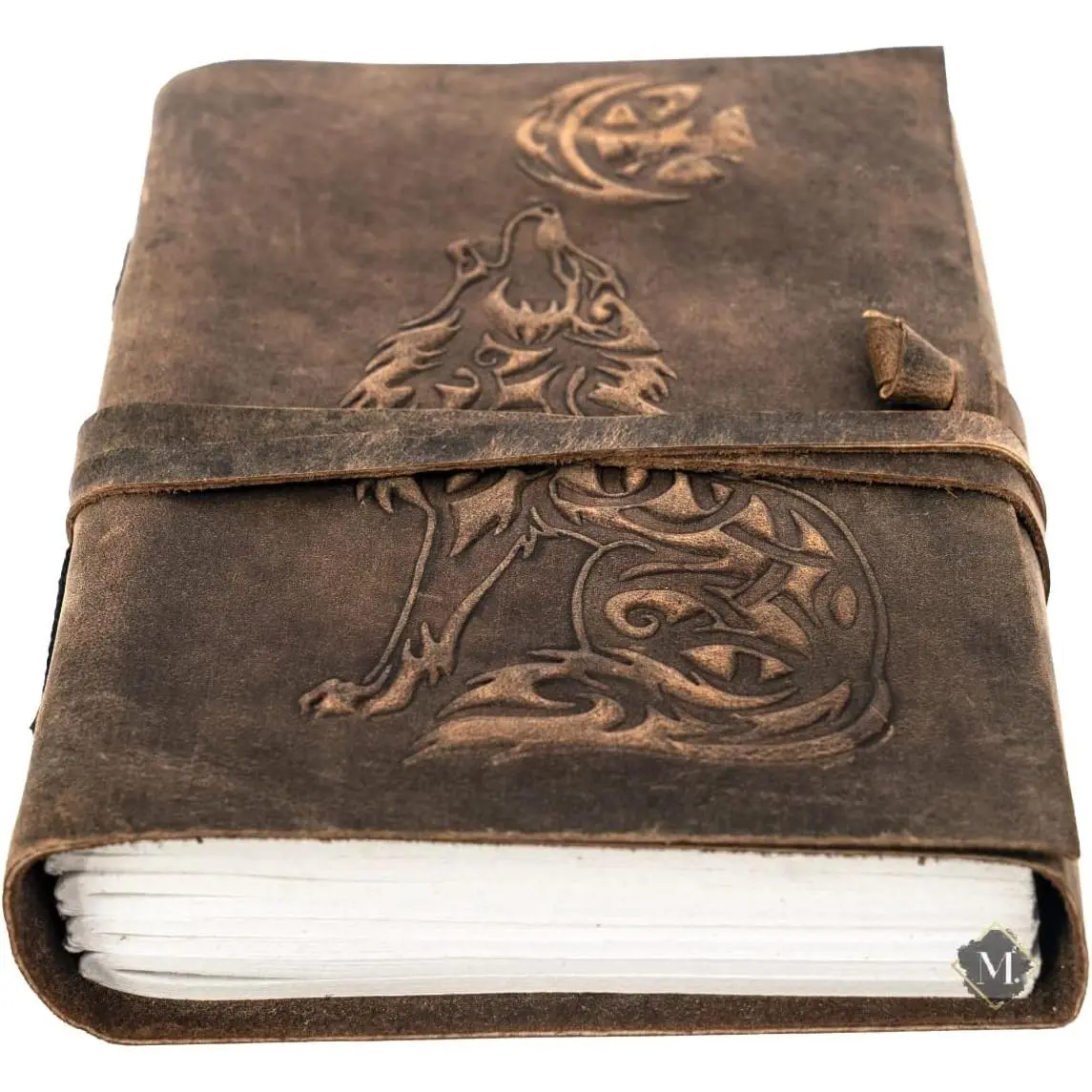 Leather Journal Sketch book For Men Women - 200 pages Notebook Diary Dnd Travel  Wolves Antique Large  Bound Writing  5 x 7 inch Dark Brown