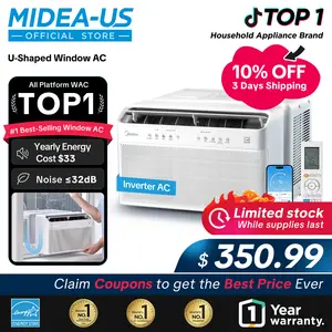 Midea 6K/8K/10K/12K BTU U Shaped Smart Inverter New Window Air Conditioner,  2026 version AC, Cools up to 450 Sq. Ft.,Ultra Quiet with Open Window Flexibility, Works with Alexa/Google Assistant, 35% Energy Savings, Remote Control